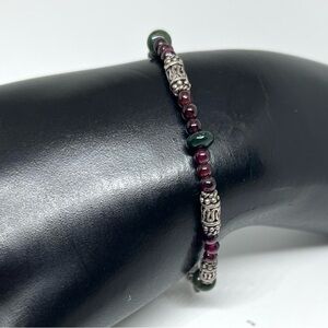 Vintage 925 Garnet & Aventurine Bracelet